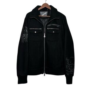 Ed Hardy By Christian Audigier The Bronx Ghost Riders Wool Jacket Black